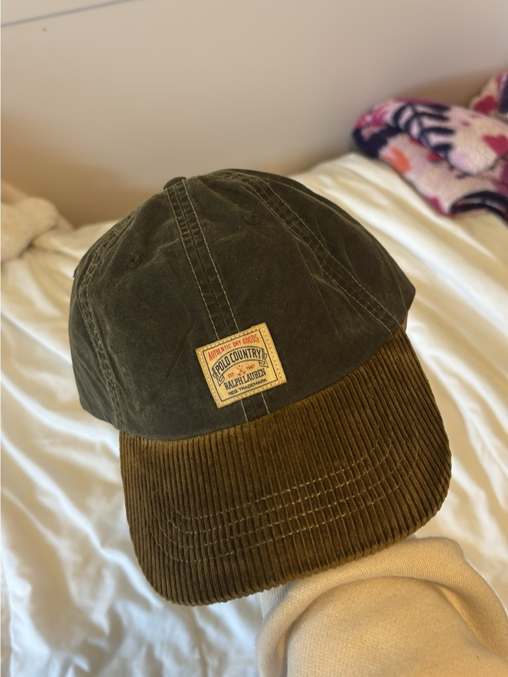 Ralph Lauren Polo Country Two-Tone Corduroy Brim Cap - Olive & Brown